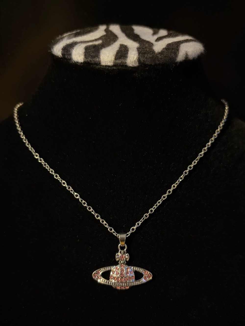 Vivienne Westwood Silver-tone Pink Planet Pendant Necklace - Women Jewelry